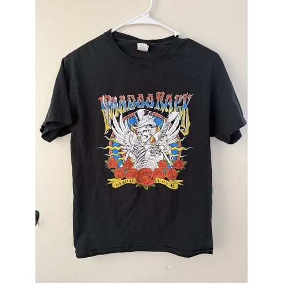 Gildan Other - VooDoo Rock World Tour Short Sleeve Band Tshirt Black Size S Rare Skeleton Roses